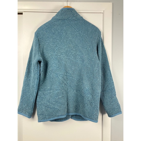 Signals Waffle Knit Collarless Button Front Jacket Blue Size Medium - Picture 11 of 11